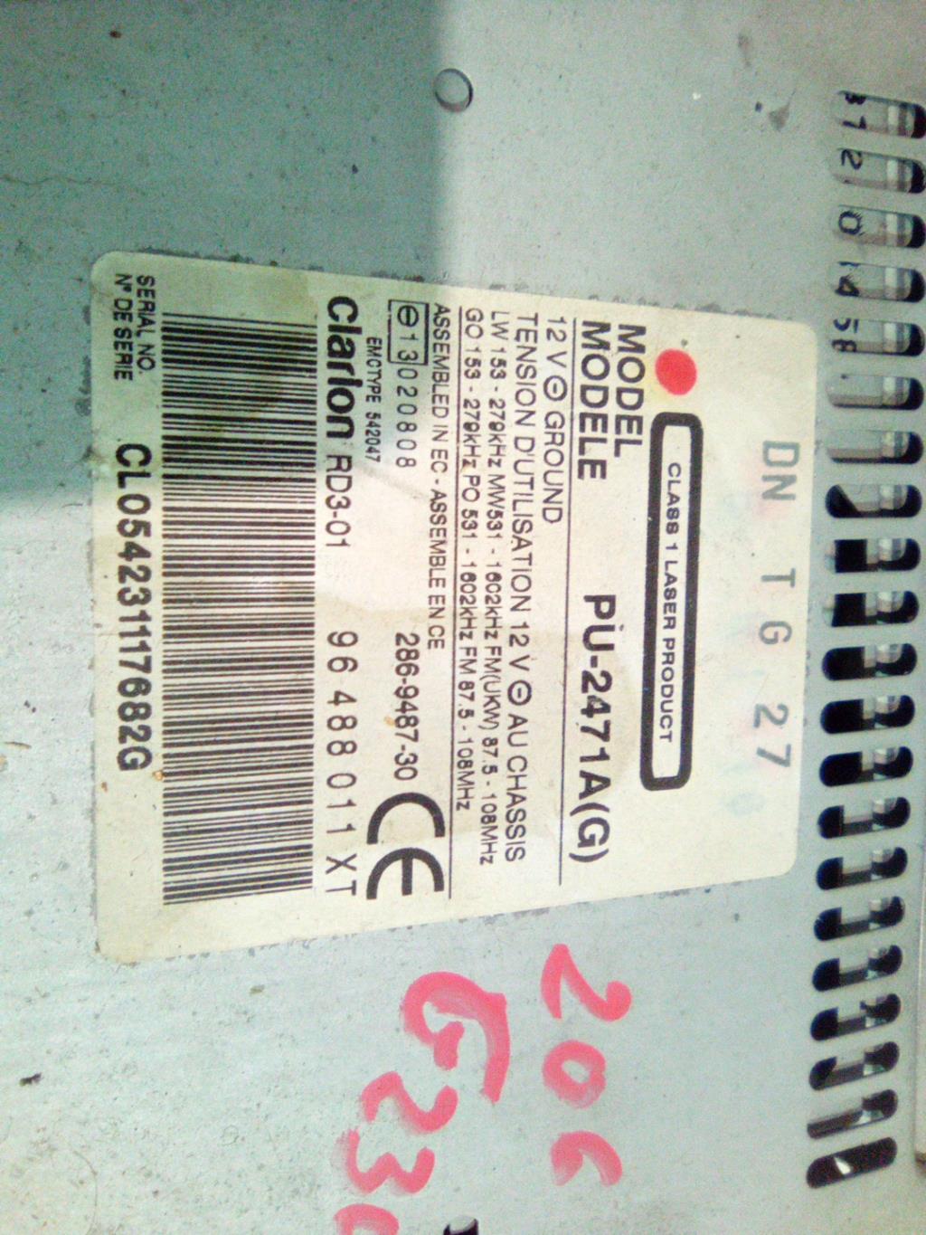 Autoradio originale PEUGEOT 206 PHASE 2 Gasolina - 1