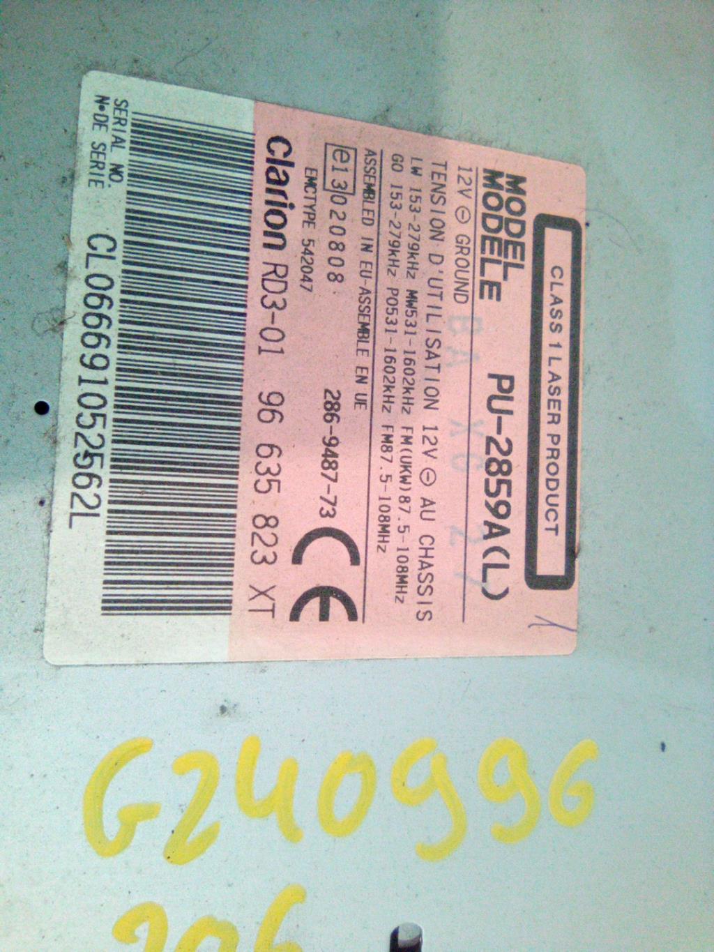 Autoradio originale PEUGEOT 206+ Diésel - 1