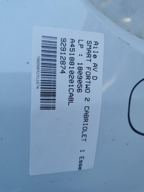Aile avant droit SMART FORTWO 2 CABRIOLET Essence - 1